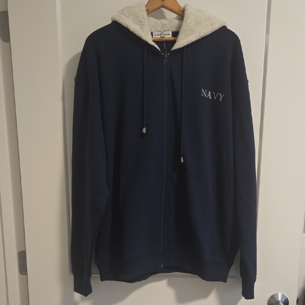 The Bradford Exchange U.S. Navy Zip-Up Sweatshirt With Sherpa-Lined Hood NWT
